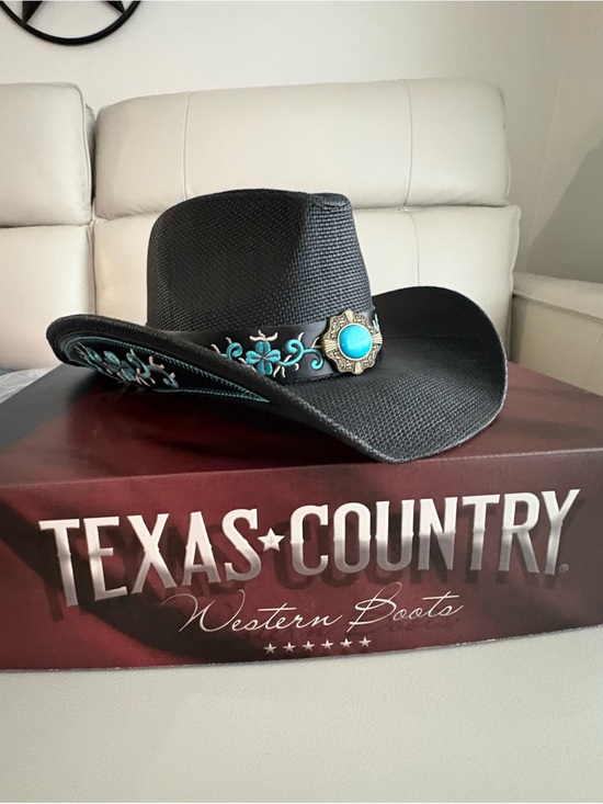 Accessories - Black Western Hat with Turquoise Accents